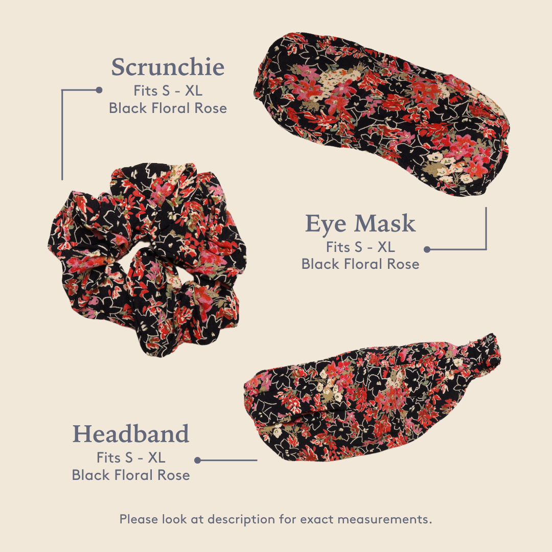 Black Floral Rose Accessory Set